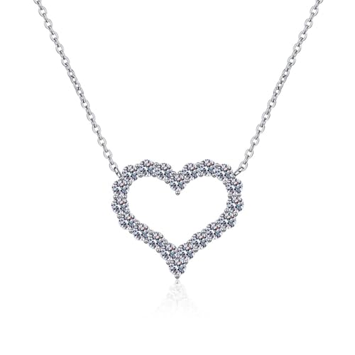 14K Gold Heart Shape Moissanite Necklace,2 Carat D-Color VVS1, Anniversary Presents for Women