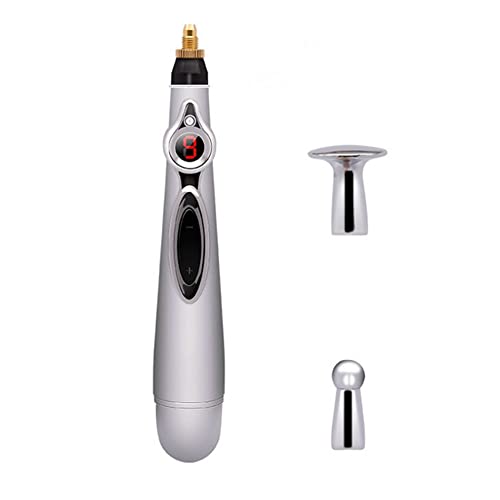 2020 Newest Multifunctional Electronic Acupuncture Pen Meridians Laser Therapy Health Massage Pen Pain Relief Tool with 3 Massage Heads Energy Pen Massager 3-in-1