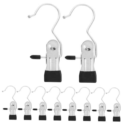Cabilock 10pcs Pants Clip Hangers Clothes Clips Heavy Duty Clips for Hanging Bag Clips Closet Clothes Hanger Hanging Storage Organizer Hanger Hooks Hanger Clips Stainless Steel Black