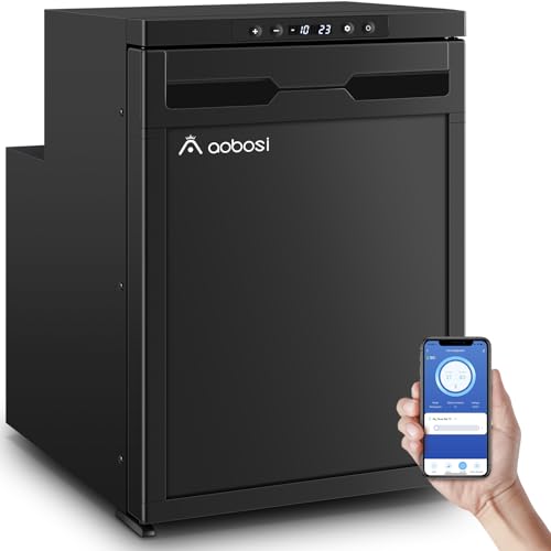 AAOBOSI 45L Nevera Portatil Electrica, Nevera 12V Compresor con control APP, 12/24 V DC, Nevera Coche para Camping, Viajes, Caravanas