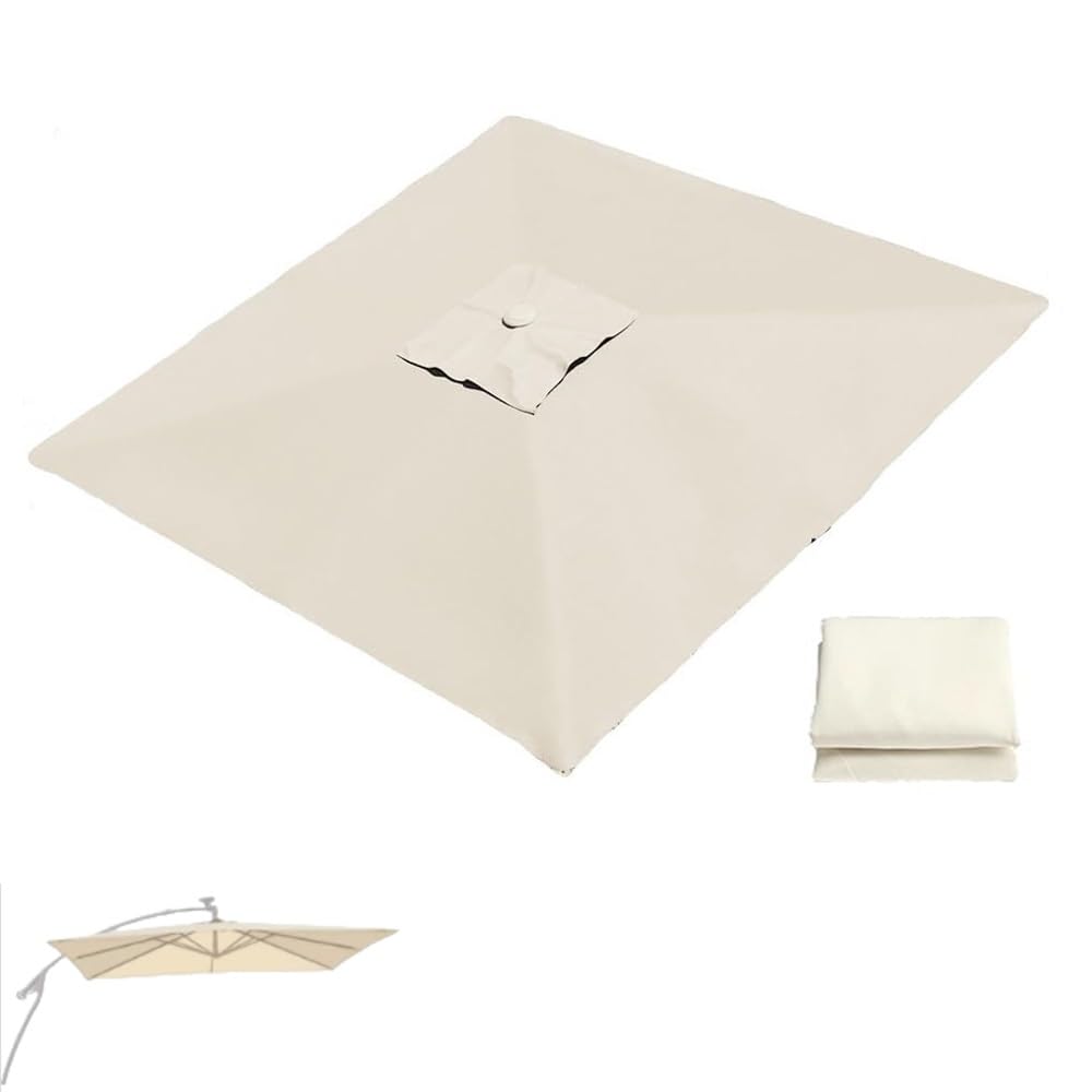 Fjqfhh Beige Garden Parasol, Replacement Canopy Square Offset Umbrella(,3X300cm/9.8X9.8ft)