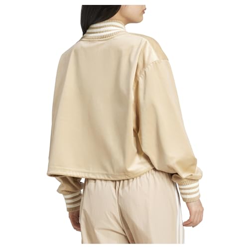 adidas Womens Originals Premium Brushed Velvet V Neck Sweatshirt Casual - Beige2
