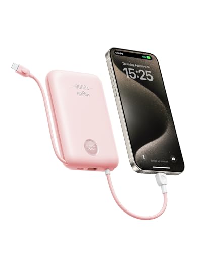 Batterie Externe 20000 mAh VIYISI 30W Power Bank Ultra Rapide Charge USB C avec Câble Intégrés,Batterie Portable Compacte Compatible avec iPhone 16 15 14 13...