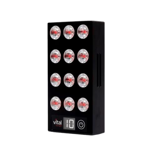 Vital Charge Dispositivo de terapia de luz roja de mano - Panel de terapia de luz roja portátil para cara y cuerpo - Panel de luz de 660 nm para piel, sueño, relajación - Terapia de luz LED para el
