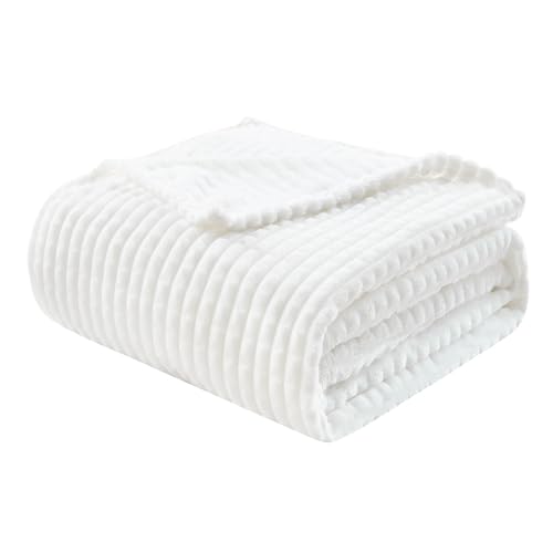 EMME Kuscheldecke Flauschige - 3D-Touch-Erlebnis 150x200cm Fleecedecke, Weiche Warme Wolldecke Überwurfdecke, Couchdecke, Decke für Sofa, Tagesdecke, Wohndecke, Weiß EMME Kuscheldecke Flauschige - 3D-Touch-Erlebnis 150x200cm Fleecedecke, Weiche Warme Wolldecke Überwurfdecke, Couchdecke, Decke für Sofa, Tagesdecke, Wohndecke, Weiß