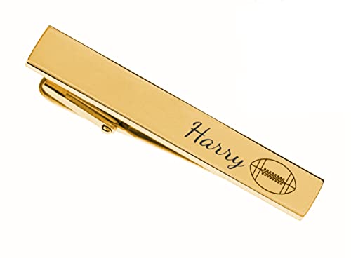personalized gold football tie clip custom engraved free - gift for football players amp coaches - men39s accessory free engraving - ships from usa