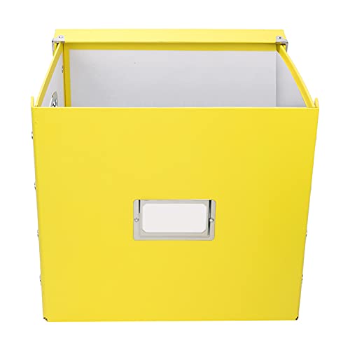 Image of Snap-N-Store Vinyl Record Storage Box - 12 inch - 1 Pack- Crate Holds up to 75 Vinyl Albums - Yellow | Vinyl storage crate holds 75 albums, stackable and collapsible design, 1 pack, easy to assemble, yellow finish