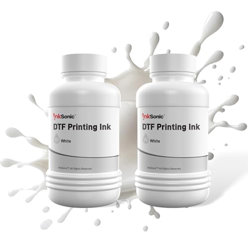 Image of InkSonic DTF Ink White 500ML, Premium DTF Transfer Ink for PET Film, Refill Ink Compatible for All DTF Printer (White, 2 * 250ml)