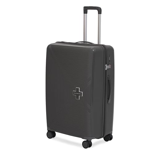 Image of SWISS MILITARY Maze 75CM Hard Trolley Bag, 106L Large Polypropylene Luggage, TSA Lock, 360 Dual Wheels, Anti-Theft Zipper, Branded Interior, Strong Handle, Long Trip Travel Suitcase, 5-Year Warranty