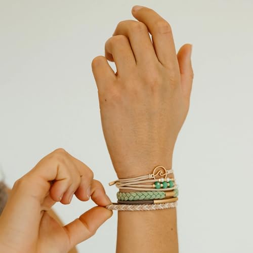 K'lani Reflect Bracelets for Women – Elastic Bracelets and Boho Hair Ties – Cute Hair Ties for Women and Hair Tie Accessories – Stylish Bracelets Boho Style for Hair and Wrist – Set of 5 (Large)
