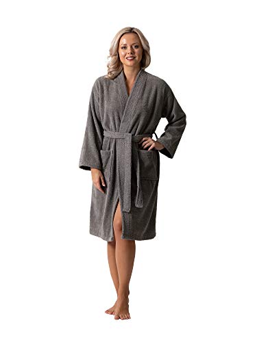 Image of Luxurious Turkish Terry Kimono Collar Super-Soft Terry Absorbent Bathrobes for Women