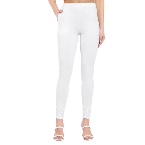 Image of ONE SKY Women Full Length Leggings | Cotton Modal Spandex Blend | High Waist Stretchable & Bio-Washed Fabric | Colour-Lock Technology | Comfortable Leggings for Women