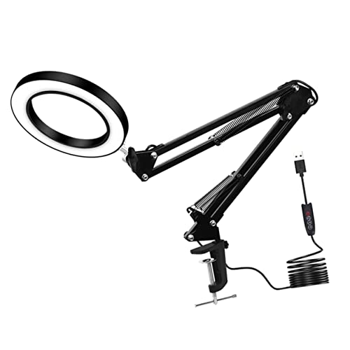 Angoily 1 Pieza Luz de mesa de lupa LED industrial lámpara Escritorio magnificadores oficina pasatiempo luz de soldadura Negro