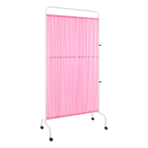 1-Panel Medical Privacy Screen, 3 X 6FT Room Divider with Wheels, Freestanding Rolling Room Panel with Carbon Steel Frame & Oxford Cloth Screen for Hospital, Beauty Salons (Pink)