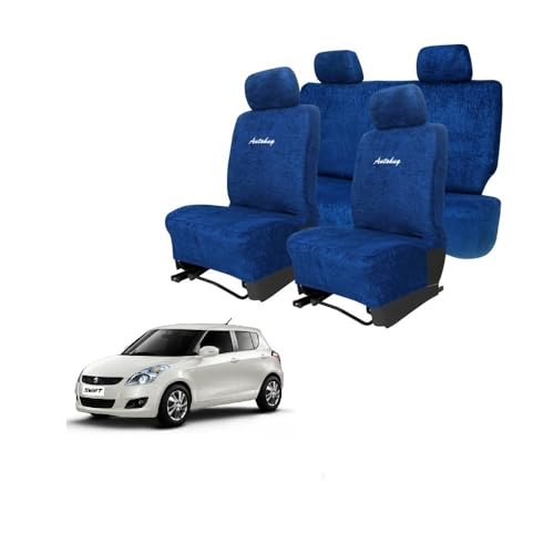 Autohug Cotton Towel Readymade Towel Car Seat Cover for Maruti New Swift (Navy Blue)
