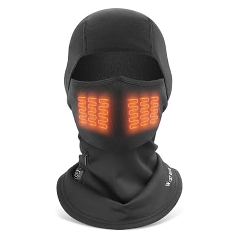 LIXADA Heated Ski Mask Battery Balaclava Face Mask for Men Women, Windproof Heated Hat for Motorcycle Riding - No Battery Black Cover