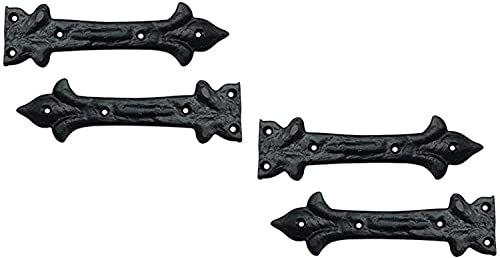 Image of Adonai Hardware Adonijah Aluminium Strap False or Faux or Dummy Hinge Front (6.5 inch x 4 Pack, Matte Black) for Barn Doors, Gates, Kitchen Cabinets, Wooden Box, Furniture, Cedar Chest, Trunks and Sheds