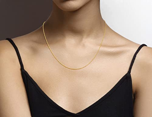 Miabella Italian 925 Sterling Silver, 18K Gold Plated 1.5mm Diamond-Cut Rope Chain Necklace for Women Men | Made in Italy3