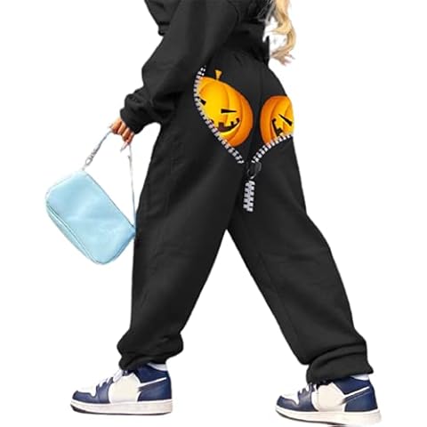 Y2K Graphic Cinch Bottom Sweatpants for Women Halloween Skull High Elastic Waist Drawstring Joggers Aesthetic Trousers(Halloween Jogger-5,M) Cover