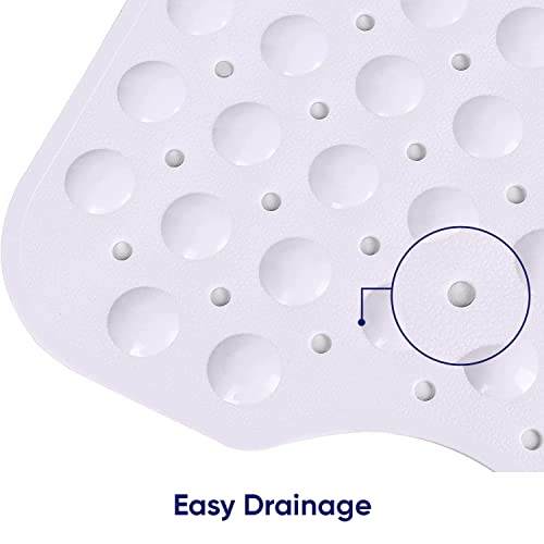 MOONLIGHT20015 Shower Bath Mat Non Slip Anti Mould & Mildew with Strong Suction Cups Grip and Drain Holes Soft Rubber Shower Mats - PVC Bathroom Mat Machine Washable (70x38cm, White) - Image 5