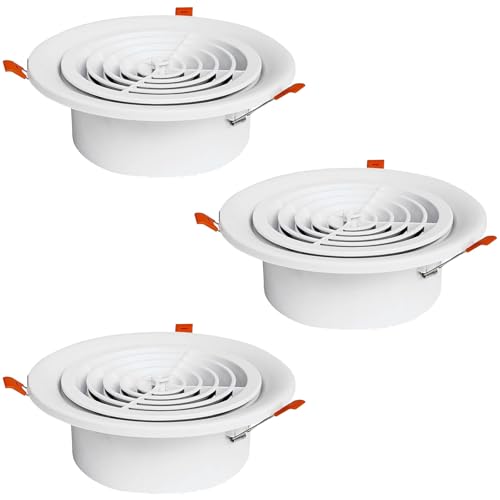 HDYZJQ respiraderos Rejilla De Ventilación Redonda De Plástico para Alero, Tapa De Escape Empotrada con Resorte para Sistemas De Aire Fresco, Abertura De Conducto(3pack,6 1/2' (165mm))