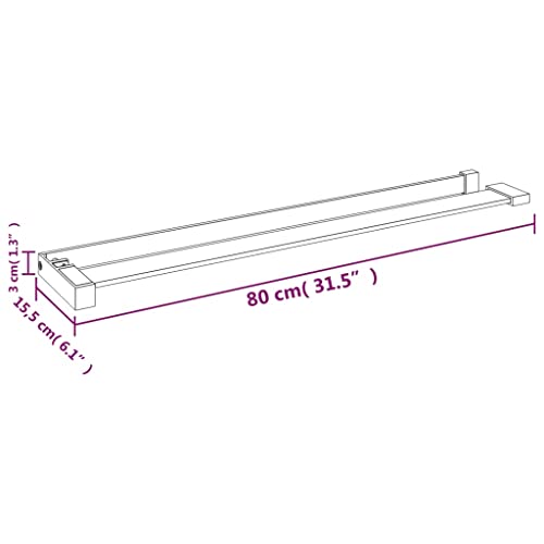 Estante de ducha negro de 80 cm en aluminio resistente para pared 8
