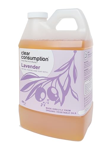Clear Consumption All Natural Lavender Plant-Based Foaming Hand Soap Refill - Made Directly from Organic Vegetable Oils, 64 oz