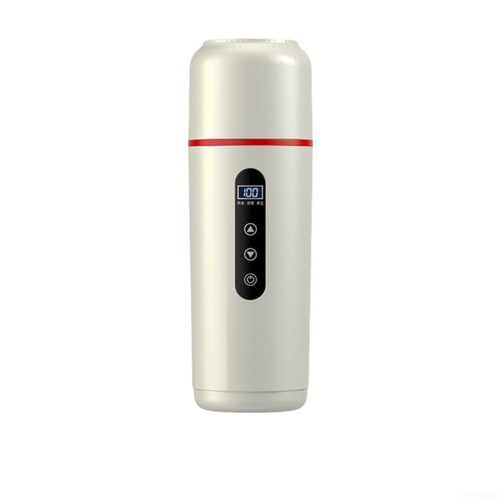 Hervidor eléctrico de viaje, 500 ml, LCD, 12 V/24 V, color blanco