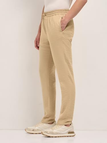 Image of Men's Grey Cotton Straight Fit Casual Trouser