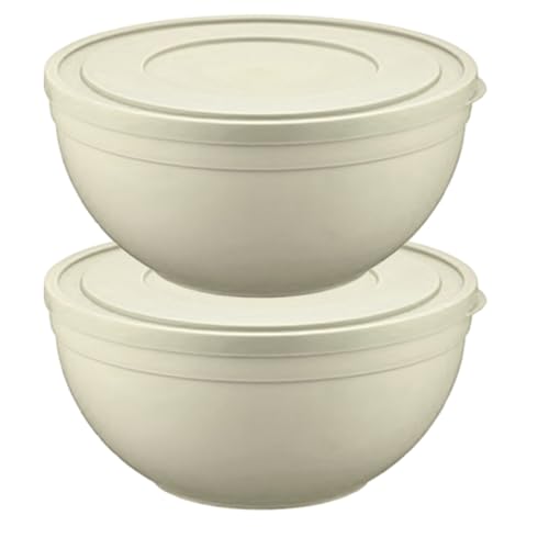 Tribello Large Mixing Bowl With Lid, 4.2 Quart (135 Oz), Clear Plastic, Round, (4.2 Quarts)