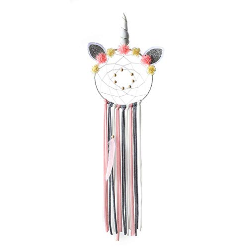zhichu985 Pink Wind Chime Colgante Decoración de la habitación Forma Unicornio Dream Catcher Colgante