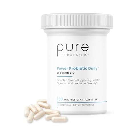 Pure Therapro Rx Power Probiotic Daily - 30 Acid-Resistant Capsules | 4 Proven Strains - 30 Billion CFU/Capsule | Patented Activ-Vial Desiccant Bottle to Ensure Freshness | NO Refrigeration Required Cover