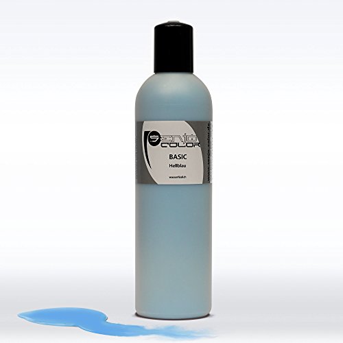 Senjo Color Basic Bodypainting Farben I Kosmetische Körperfarbe wasserlöslich | Liquid für Airbrush und Pinsel I 250ml Hellblau