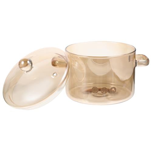 POPETPOP Olla de Vidrio para Guisos Alta Resistencia Borosilicato con Tapa y Asas Dobles para Cocina de Inducción Microondas y Congelador Olla Transparente Fácil Limpieza para Hogar y