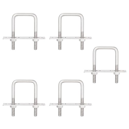 duoyif U Bolt M6 40 x 80 mm Pack of 5 U Bolts Square, U-Bolt M6 U Shackle, U Screws M6 Stainless Steel with Nut Frame Plate