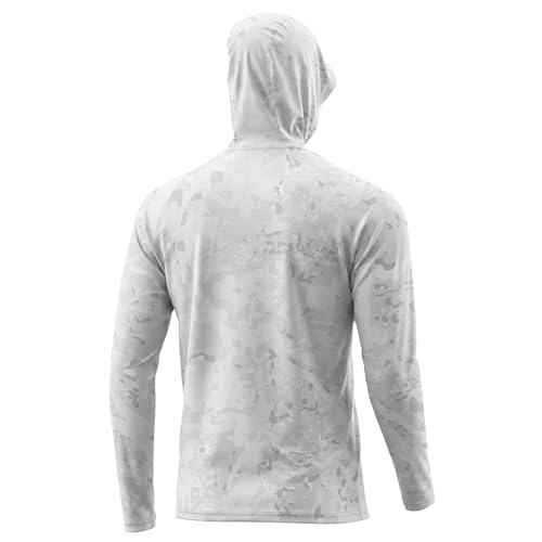 LOOGU Men's UPF 50+ Sun Protection Hoodie Shirt Long Sleeve Rash Guard SPF T-Shirts for Fishing Hiking Loogu Spretta -White 6X