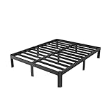 KZZLOL Black Queen Bed Frame 12 Inch, Metal Queen Size Bed Frame No Box Spring Needed, DIY Headboard Holes, Heavy Duty Steel Support 3500 LBS, Noiseless, Round Corner Leg, Storage Space, Easy Assembly