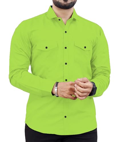 Men's Cotton Blend Regular Relaxed Fit Dual Pocket and Button Dow...