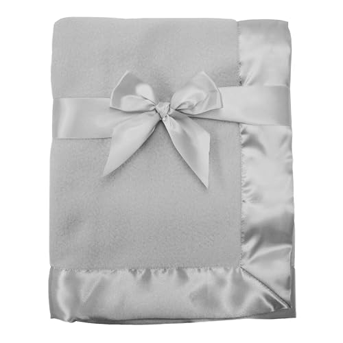 Image of American Baby Company Fleece Baby Blanket 30 inchx40 inch with Silk-Like Satin Trim, Soft Warm & Cozy, Gray, for Boys & Girls, Ideal for Carrier, Stroller, Travel & Gifting