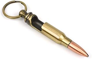 Bar Amigos - Retro Military Bullet Bottle Opener Keyring 3" .308 Caliber Winchester, Alloy, Distressed Brass, 8 x 1 x 1 cm