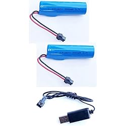 Pila 18650 Recargable 3.7 V Litio Paquete De 2 Baterías Recargables ICR18650 De 3,7 V Y 2200 MAh con Enchufe SM 2P Y Cable De Carga
