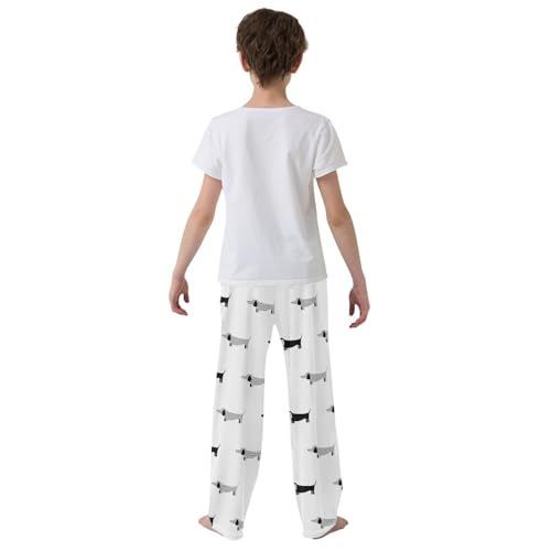 Boys' Pants Dachshund Black and White Dogs Long Bottoms Jogger Pants Elastic Waist Trousers with Pockets S-XL3