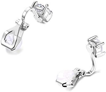 YADOCA 4 Pairs Silver Rose Gold Clip Earrings for Women Girls Cubic Zirconia Stud Ear Clips Hypoallergenic Non Pierced Clip On Earrings Fashion Jewelry Gift