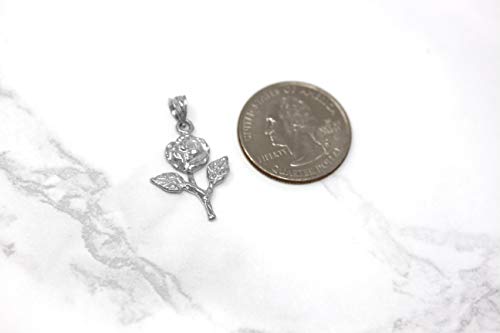 Sterling Silver Rose Stem Charm Pendant4