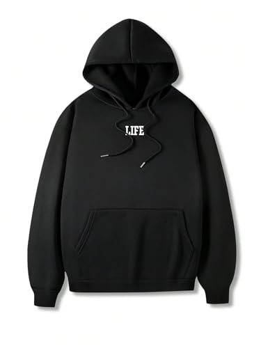 Floerns Men's Drawstring Hoodie Long Sleeve Graphic Print Drop Shoulder Sweatshirt2