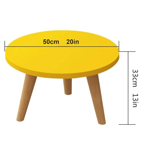 Table Basse Ronde Gain de Place avec Pieds Robustes Jaune