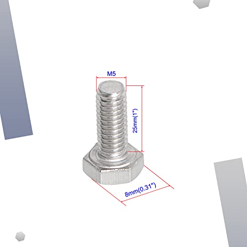 Image of M5 x 25mm Hex Head Bolts Screws Grade 5.8 Stainless Steel, Fasteners Fully Machine Threaded SUS304 10 Pcs