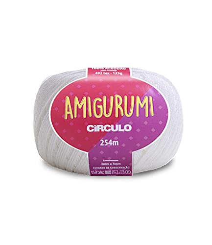Circulo Amigurumi - Hilo de algodón 100% virgen, 125 g, 254 metros, color blanco