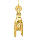 FindingKing 14K Yellow Gold Mano Cornuto Italian Hand Sign Charm