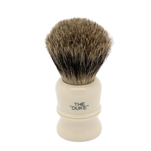 Simpsons Duke 3, D3 Pure Badger Shaving Brush - High Density Knot, Hand-Turned Ivory Handle, Premium Wet Shave Experience Thick Luxurious Lather, Dense Extra Soft Bristles Deluxe Comfort & Performance